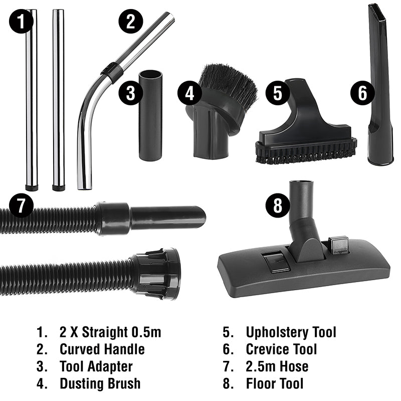 Hetty Hoover Tool Kit - Full Set Pipes Hose Attachments