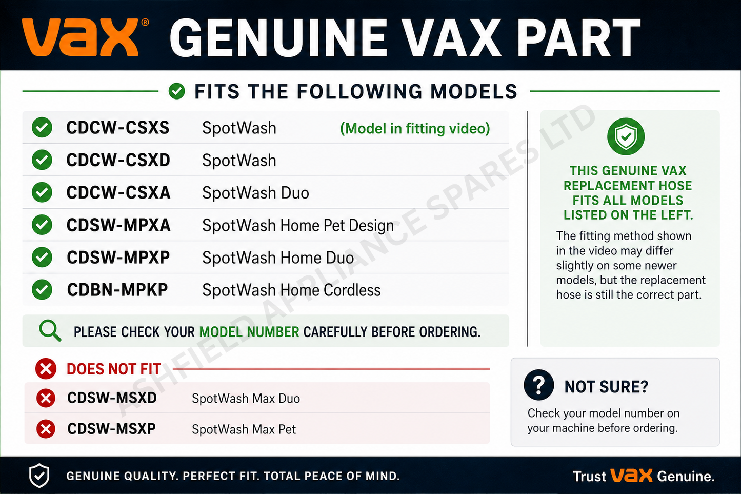 Vax Spot Wash Hose Replacement Part 1-2-142631